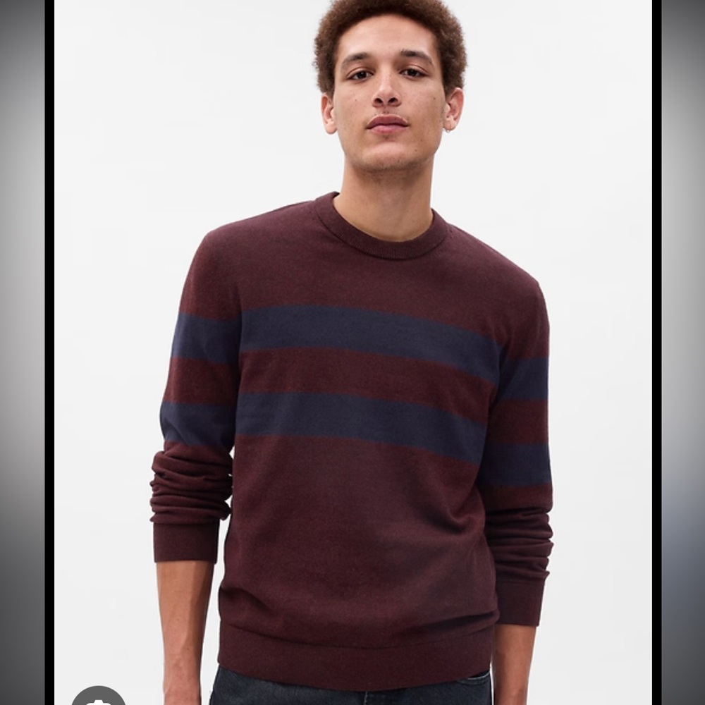 GAP Men's Maroon and Navy stripe Sweater Tall L NWT